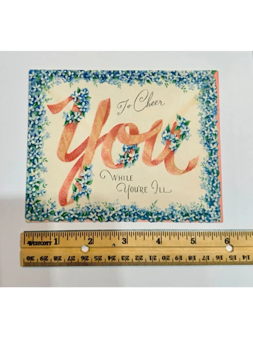 Vintage Get Well Card To Cheer You While Youre Ill Floral Design Paper Ephemera